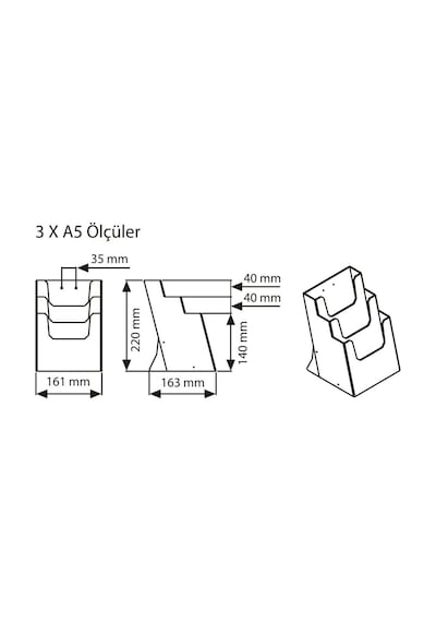 3 Katlı A5 Masaüstü Broşürlük 5li Paket