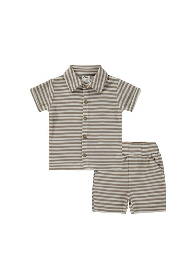 Civil Baby Çizgili 6-18 Ay Takım - Kahverengi