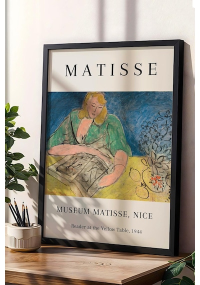 Henri Matisse Reader At The Yellow Table Çerçeveli Tablo - Eklektik Tarz Duvar Dekoru