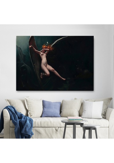 Yıldızlı Gökyüzü Altında Bir Peri Kanvas Tablo, Klasik Sanat Kanvas Tablo-5383 70 X 100