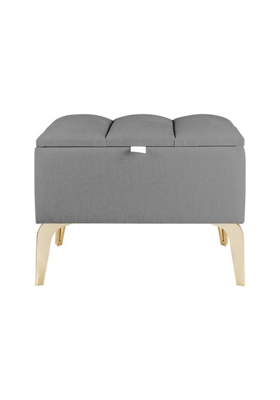Vetra Mini Royal Gri Kumaş Sandıklı Dekoratif Puf&bench-dilimli Model-gold Ayak-modern Puf