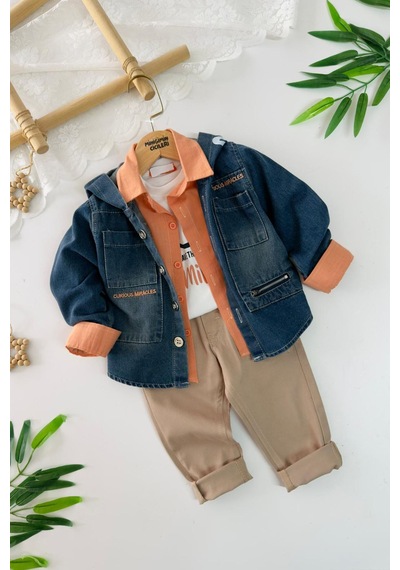 Miniğimin Cicileri Miniğimin Cicilwri Smile Baskılı Kot Ceketlü 4 Lü Erkek Çocuk Takım - Bej Miniğimin Cicileri Miniğimin Cicilwri Smile Baskılı Kot Ceketlü 4 Lü Erkek Çocuk Takım - Bej