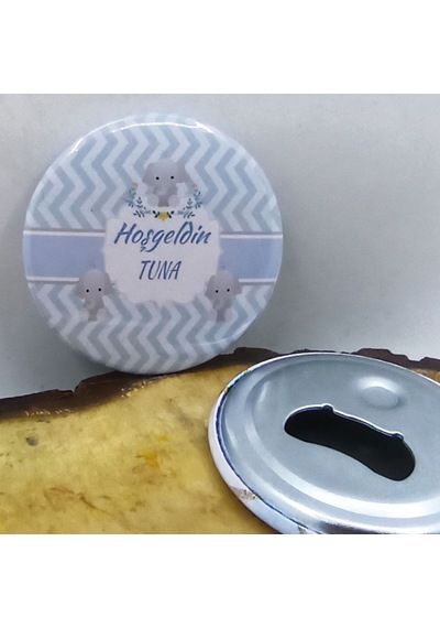 Fil Konspet Baby Shower Partisi Baskılı Metal Magnet Aça 10 Adet Açık Kahverengi