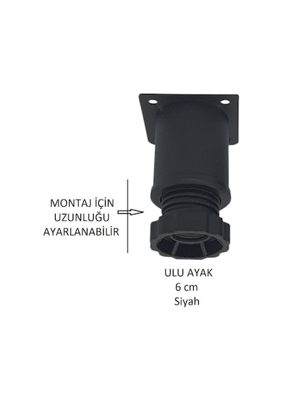 Ulu Ayak 06cm Vidalar Dahil Siyah Siyah