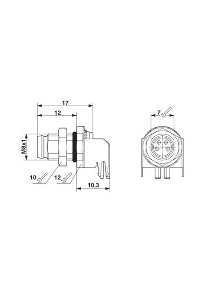 Phoenix Sacc-dsı-m8ms-4con-l90-sh ,m8/4-pin Açılı Erkek Pcb Soket
