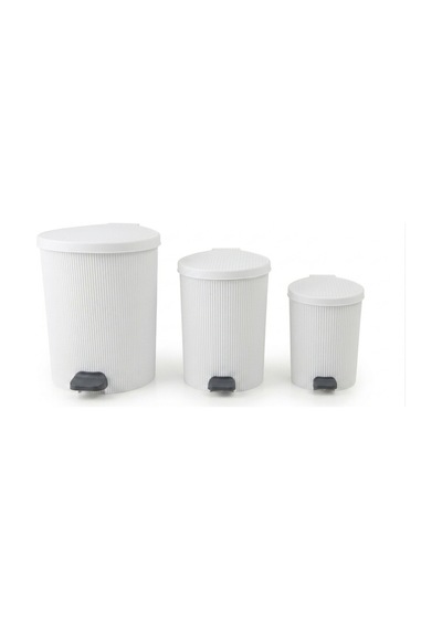 3'lü Pedallı Çöp Kovası Seti Lüks Banyo Mutfak Çöp Kovası İç Kovalı 20l + 13l + 8l Beyaz - 893372061 Beyaz