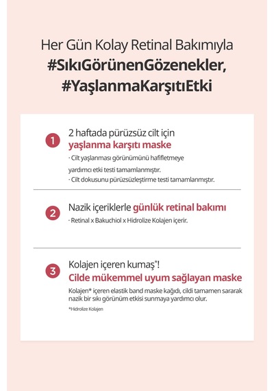 Retinal Ve Kolajenle Kırışıklık Ve Gözenek Karşıtı Maske Dermatory Pro Vita-a Retinal Derm Band Mask
