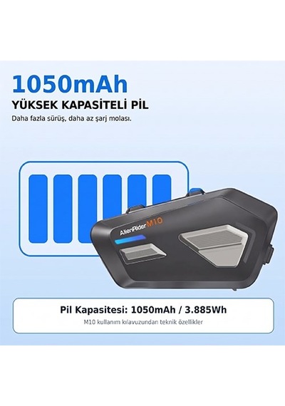 Alienrider M10 Bluetooth Kask İnterkomu - Ip67