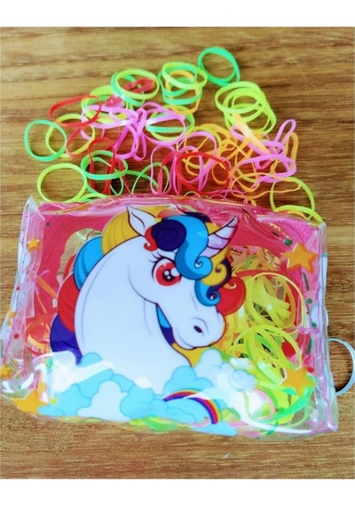 Pony Unicorn Çantalı Bebek Lastik Toka - Perma Renkli Lastik Toka