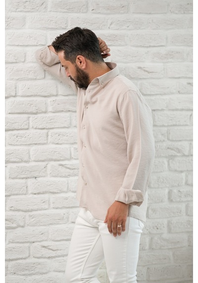 Regular Fit Yaka Düğmeli Yazlık Modal Kumaş Erkek Gömlek Mint