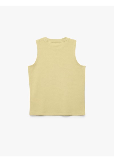 Koton Baskılı Kolsuz Bisiklet Yaka Pamuklu Oversize Atlet Yeşil 6skb30028tk