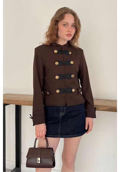 Verymoda Çin Düğmeli Ceket F2105 Kahve