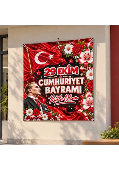 29 Ekim Cumhuriyet Bayramı 160x160 Cm Vinil Afiş Tüm Yaşlar