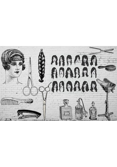 Kuaför Salonu İçin Özel Tasarım Duvar Kağıdı (397461754)