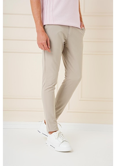 Efor Slim Fit Yan Cepli Düz Esnek Casual Koyu Bej Pantolon P 1144 K.Bej