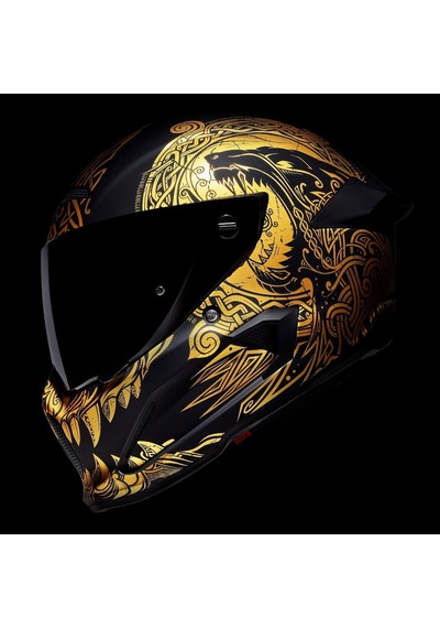 Ruroc At4.0 Carbon Fenrir Kapalı Kask Siyah - Altın