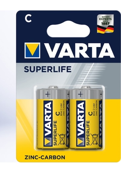 Varta 2014 Superlife Çinko Karbon Orta Boy C Pil 2'li