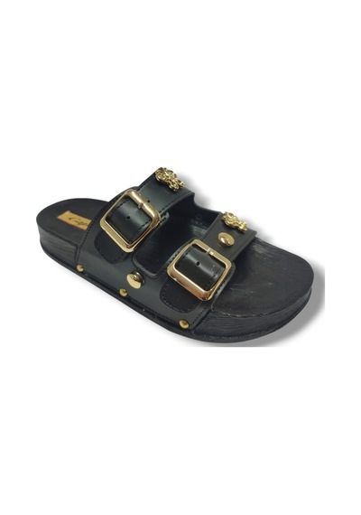 Capri 9001-25 Deri Çift Bant Tokalı Kadın Terlik Siyah Capri 9001-25 Deri Çift Bant Tokalı Kadın Terlik Siyah