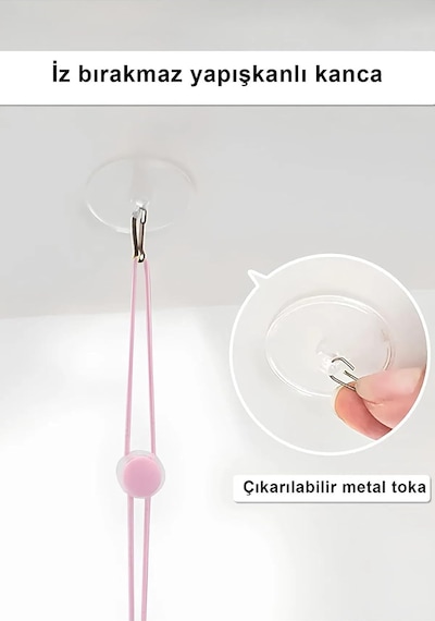 Tırtıl Kedi Oyuncağı, Kendinden Yapışkanlı, Zilli, Elastik İpli, Asılı Kedi Oyuncağı