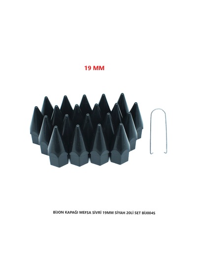 Bijon Kapağı Sivri 19 Mm Siyah 20 Li Set