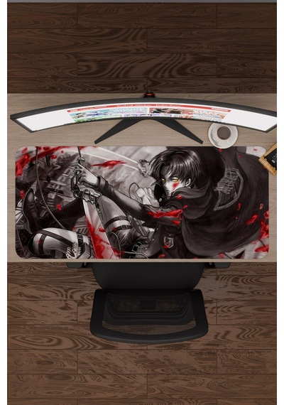 Levi Ackerman Anime V3 - 90x40 Xxl Gaming Kauçuk Kaymaz Taban Mouse Pad Fare Altlığı