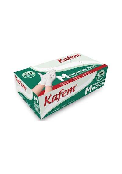 Kafem Beyaz Lateks Eldiven Pudrasız (M) 100 Lü X 5 Paket