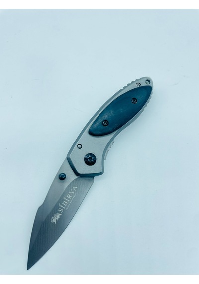 Sibirya Marka Siyah Ahşap Kasa Metal Kamp Bıçak //15cm-s15 Gri - Siyah