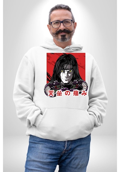 Orochimaru Anime Kadın Erkek Beyaz Kapüşonlu Sweatshirt Hoodie Beyaz