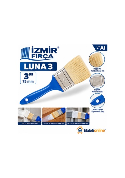 Luna 3 No 3 75 Mm Boya Fırçası Plastik Saplı Ahşap, Metal, Kapı Ve Vernik Fırçası - 937812770