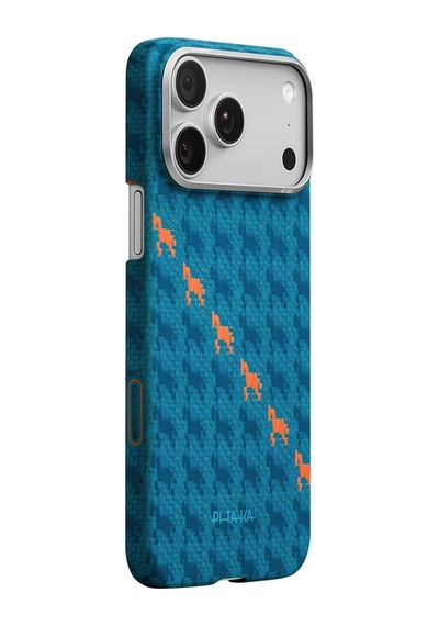 Apple Apple iPhone 17 Pro Kılıf M-safe Uyumlu Aramid Fiber Pitaka Edge Serisi Happiness Rides Kapak Mavi