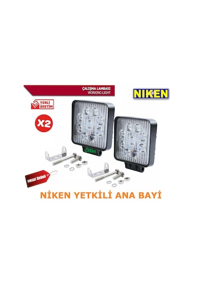 2 Adet Niken 9 Ledli Off Road Sis Lambası Sis Farı 12 Volt 27 Wat