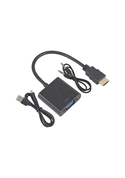 Hdmi To Vga Çevirici Kablosu Micro Usb Güç Siyah Hdmı Dönüştürücü (552369475)