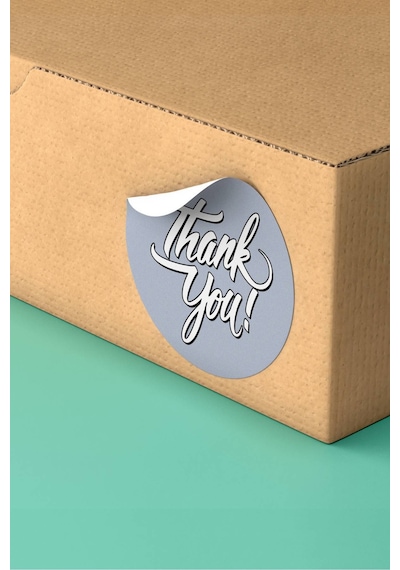 Gri Thank You Kargo Sticker 3x3cm St2163 Çok Renkli