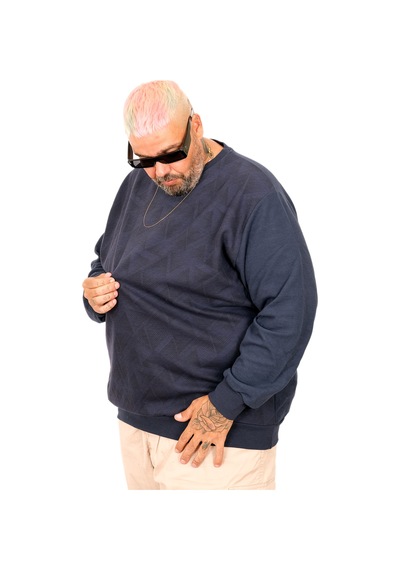 Mode Xl Battal Beden Selanik Bis Yaka Sweat U25819 İndigo