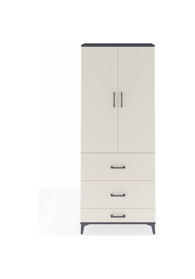 Arges Dolap 2 Raflı 3 Çekmeceli Tek Askılı 88x30x221 Antrasit-aytaşı Antrasit