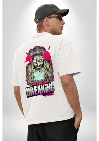 Breaking Bad Beyaz Oversize Unisex Ön Ve Sırt Baskılı Tişört Beyaz