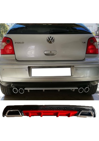 Vw Polo Mk4 Kırmızı Difüzör Çiftli Kare Egzoz Görünümlü D Tip Difizör