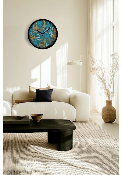 Modern Tasarım Duvar Saati - 30cm - Önü Camlı Siyah Kasa - Sessiz Mekanizma-jh0363 Siyah