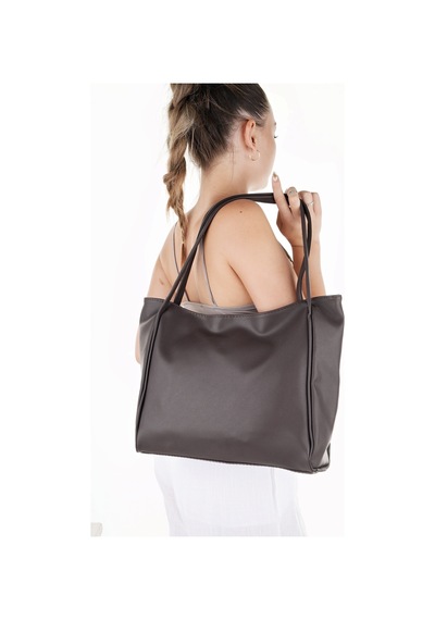 Muggo Lea Kadın Shopper El Ve Omuz Çantası Kahverengi