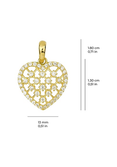 Goldkupe 14 Ayar Altın Taşlı Kalp Kolye Ucu 0,96 Gr-3407