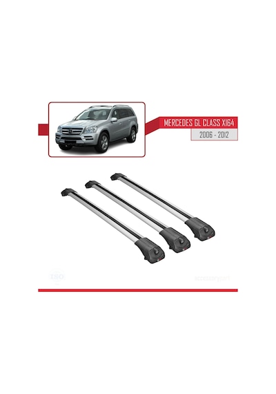 Mercedes Gl Class X164 2006-2012 Arası İle Uyumlu Ace-1 Ara Atkı Tavan Barı Gri 3 Adet Bar
