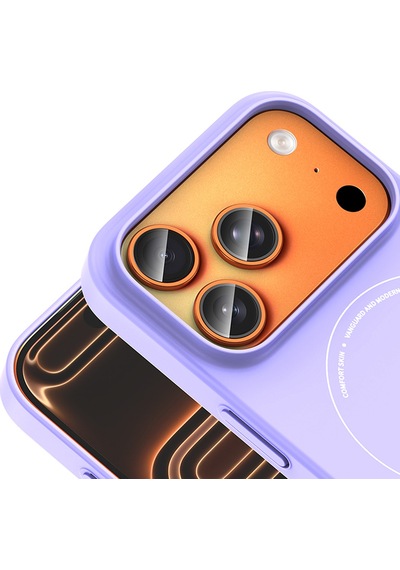 Maks Technology iPhone Uyumlu 17 Pro Kılıf M-safe Şarj Özellikli Kamera Korumalı Mkst Elio Sert Pc Kapak - Lila