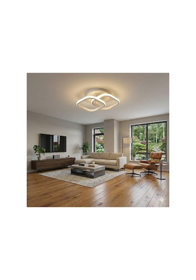 3 Renkli Kare Hol,antre,yatak Odası,çocuk Odası Için Beyaz Kasa Modern Led Avize