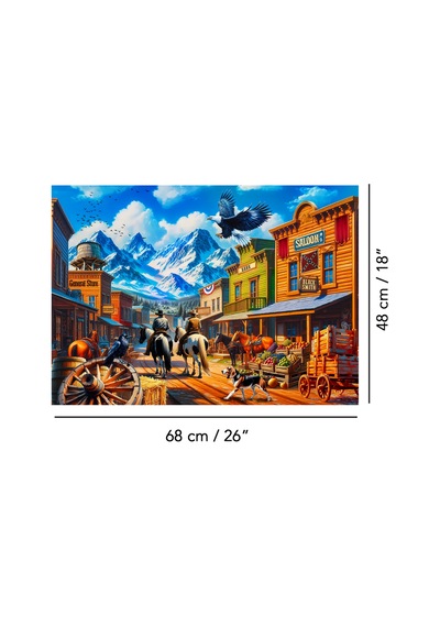 1000 Parça Legends Of The Wild West Puzzle - Vahşi Batı Kasabası Yapboz 68x48 Cm