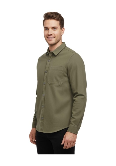 Raymons Erkek Spor Silim Fit Kanvas Tek Cepli Gömlek Bgl-st04955 Haki