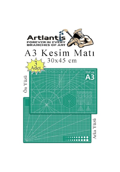 Kesim Matı A3 30x45 Cm Çift Taraflı 3 Adet Çizim Matı Kesme Madı Kesim Tablası Kesim Altlığı