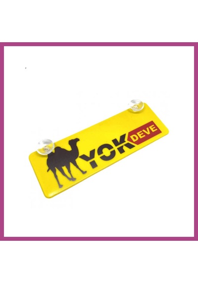 Gees Global Yok Deve Yazılı Sarı Dekor Plaka Vantuzlu Cam Süsü 22x7.5cm Gbzs