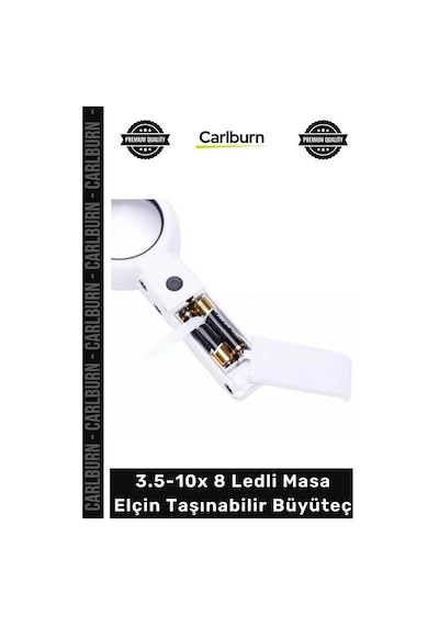 Büyüteç Işıklı Usb Şarj Edilebilir Katlanabilir 3.5-10x 8 Ledli Masa Elçin Taşınabilir Büyüteç