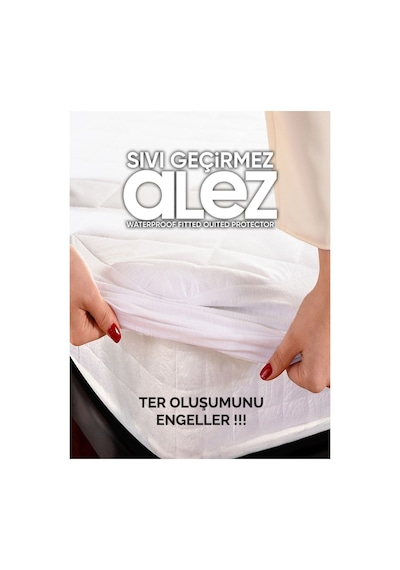 Nefes Alabilen, Leke Ve Koku Önleyici Sıvı Geçirmez Sıvı Geçirmez Yatak Koruyucu Alez Beyaz