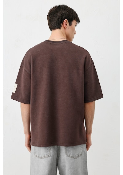 Vamos Baskılı Oversize Tişört V70-140 Kahve